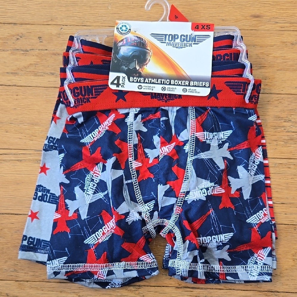 Top Gun Boys Athletic Boxer Briefs Underwear Sixe 4 XS 4Pack
